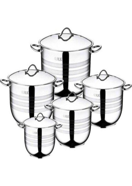 Oms Mega-Xxl Gastro 2005 Indüksiyonlu 5'li Derin Tencere SETI-24-26-30-36-40CM