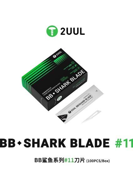 2uul DA18 Bb Shark Blade Serisi Yüksek Karbonlu Çelik No.11 Bıçak - 100 Adet