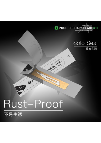 2uul DA18 Bb Shark Blade Serisi Yüksek Karbonlu Çelik No.11 Bıçak - 100 Adet modelleri