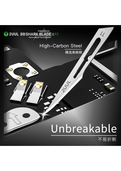 2uul DA18 Bb Shark Blade Serisi Yüksek Karbonlu Çelik No.11 Bıçak - 100 Adet fırsatları