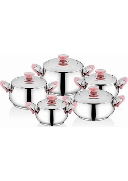 Paslanmaz Çelik Gülistan 10 Prç. Tencere Seti - Tencere Takımı