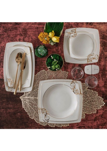 Carolıne 85 Parça Kare Bone Yemek Takımı - 5430