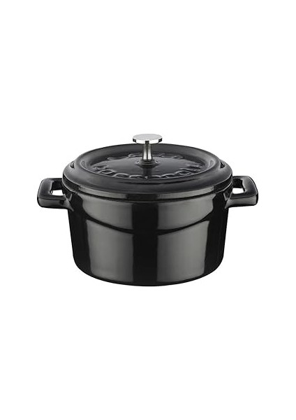 Metal Döküm Mini Tencere, 10 Cm, 0.35 L Hacim, Siyah