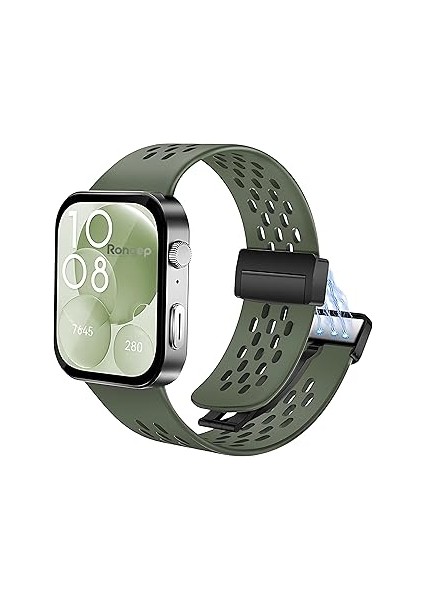 Rongep Huawei Watch Fit 3 ile Uyumlu Spor Kordon Ayarlanabilen Manyetik Kilit Mekanizmalı Nefes Ala