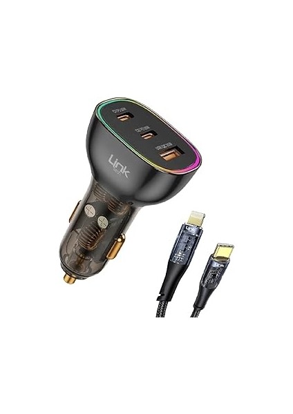 Linktech C507 80W 2xpd 30+20W Type-C To Lightning USB Araç Içi Şarj Aleti