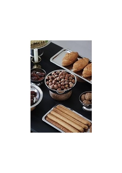 Beige & Stone Ahşap Tabanlı Metal Yüksek Çerez Dekorasyon Sunum Tabak Stand