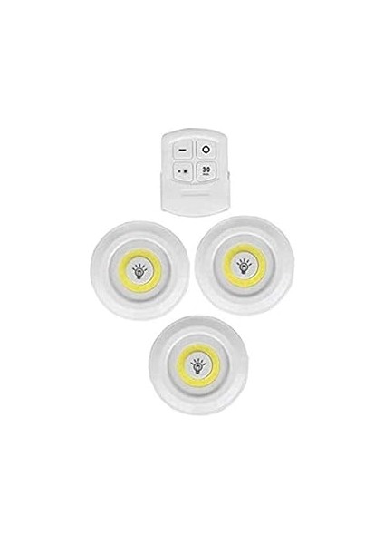 Mobee Chermik 3'lü Uzaktan Kumandalı Yapışkanlı Kablosuz LED Spot Lambalar