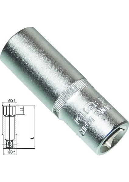 Izeltaş Izeltaş Izeltaş 1108 1/2” Altı Köşe Derin Lokma Anahtar (Seçenekli)