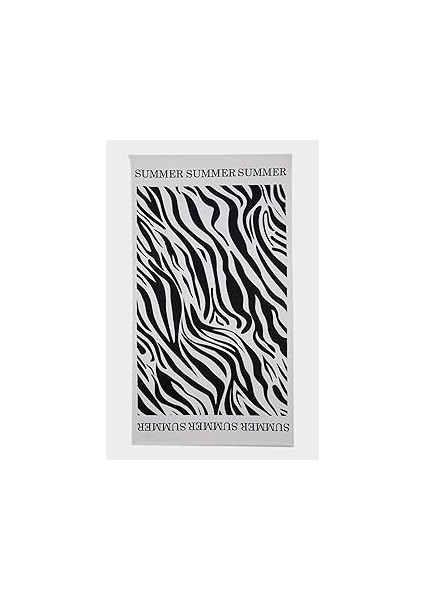 Kadın Zebra Desenli Pamuklu Plaj Havlusu