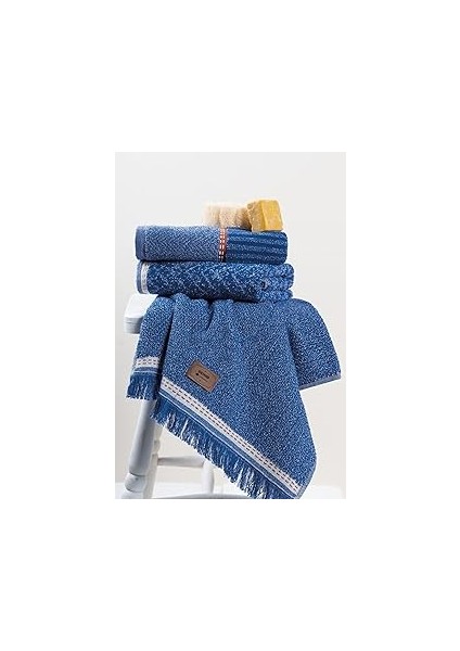 Cozy Home 3'lü Jakarlı Havlu Seti Denim Mavi 50X90