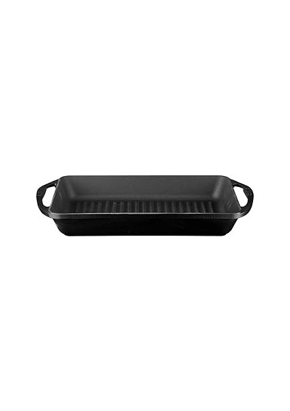Metal Dikdörtgen Metal Kulplu Izgara Döküm Tava, 22X32, Siyah
