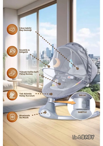 Ana Kucağı Koala Elite - Elektrikli Kumandalı Bluetoothlu Müzikli Otomatik Sallanan Anakucağı