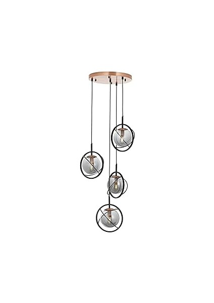 Avonni AV-60291-4T-BSY Siyah Boyalı Modern Avize E14 Metal Cam 35CM