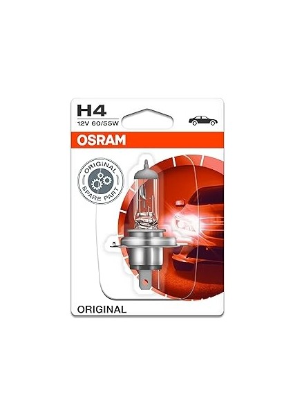 H4 Orijinal Halojen Far Ampulü, Tekli Paket 12V 60/55W, Tek Ampul Made In Germany