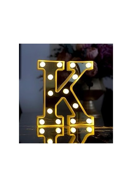 Giftmoda 3D Işıklı LED Harf Dekoratif Aydınlatma Büyük Boy K