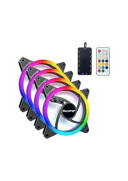 Revenge RV400 4ın1 Kumandalı 12CM Rgb Fan Seti Fan Kontrolör Dahil 120MM 4lü Kasa Fanı