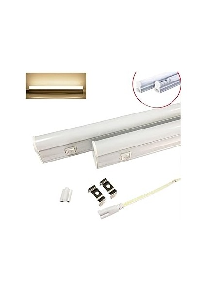 Rultech 2 Adet Mutfak Tezgah Dolap Dekoratif Gün Işığı LED Bant Armatür 4W(32W) 28,2 cm 220V Ev Ote