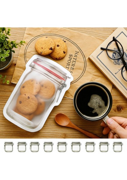 10 Adet Orta Boy 15, 5X22 cm Kilitli Kavanoz Poşet Buzdolabı Poşeti Kurabiye Çerez Poşeti modelleri