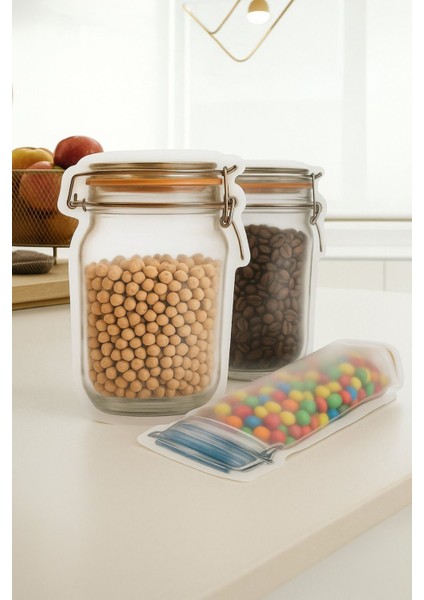 10 Adet Orta Boy 15, 5X22 cm Kilitli Kavanoz Poşet Buzdolabı Poşeti Kurabiye Çerez Poşeti fırsatları