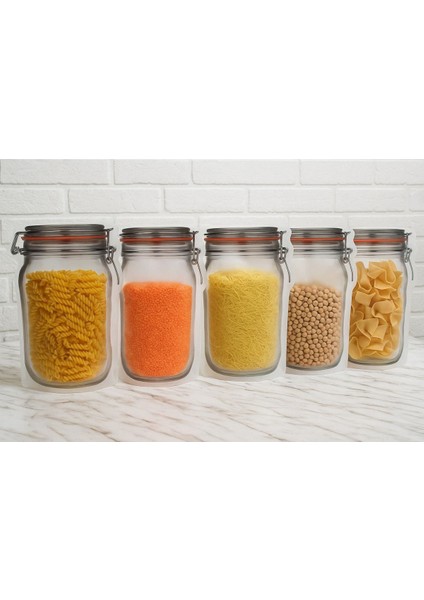 10 Adet Orta Boy 15, 5X22 cm Kilitli Kavanoz Poşet Buzdolabı Poşeti Kurabiye Çerez Poşeti