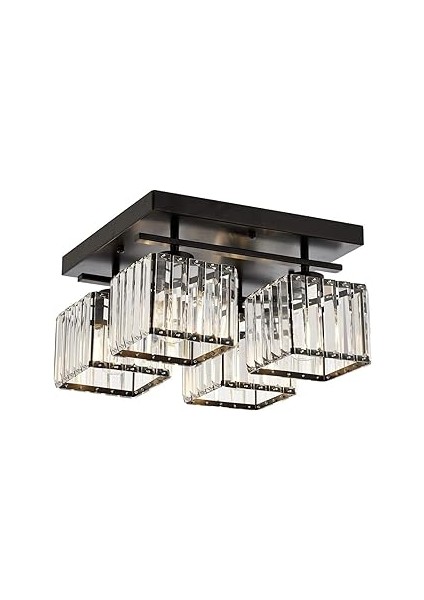 Avonni AV-60230-4BSY Siyah Boyalı Modern Avize E27 Metal Kristal 40X40CM