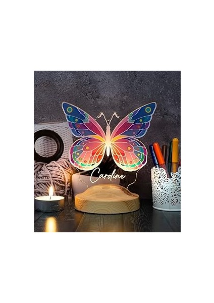 Renkli Kişiye LED Lamba, Tasarımlı Gece Lambası, Desenli LED Lamba