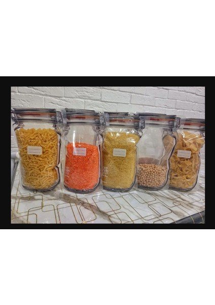 10 Adet Büyük Boy 17, 5X27 cm Kilitli Kavanoz Poşet Buzdolabı Poşeti Kurabiye Çerez Poşeti
