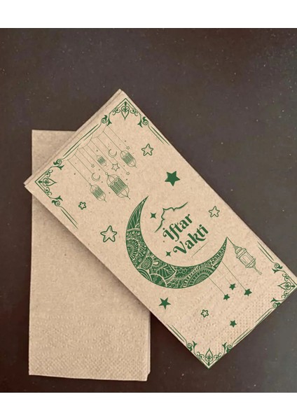 100 Adet "iftar Vakti" Yazılı Kraft Peçete Ramazan Temalı Kraft Peçeti 33X33 cm