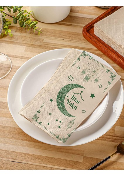 100 Adet "iftar Vakti" Yazılı Kraft Peçete Ramazan Temalı Kraft Peçeti 33X33 cm