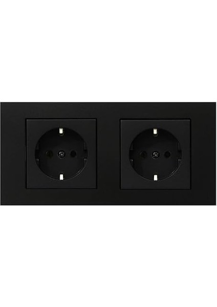Ovivo Grano Siyah 2'li Set Topraklı Priz + Topraklı Priz