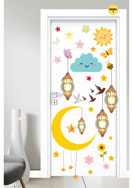 50X70 Ramazan Temalı Cam Duvar Kapı Süsleri Model- 1 Hoşgeldin Ramazan Süsleri Sticker indirimleri