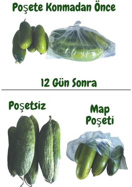 20 Adet Map Poşeti Meyve ve Sebzeleri Taze Tutan Gıda Saklama Poşeti Modifiye Atmosfer Poşeti