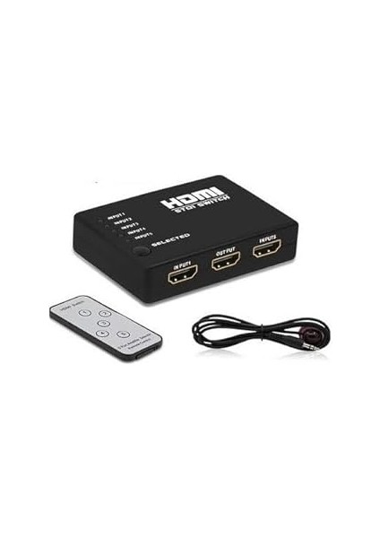 Temiz Pazar Hdmı Çoklayıcı Çoğaltıcı Switch 5 Port Kumandalı Ir Alıcılı