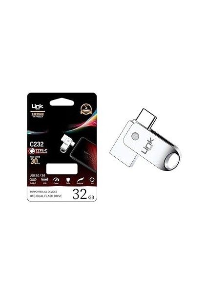 Linktech C232 Premium 32GB Type-C Otg Dual 30MB/S USB Bellek
