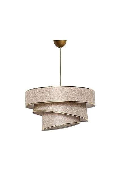 Modern Sarkıt Avize - Kahverengi Kumaş ve Metal Gövde - Şık Dekoratif Asma Tavan Lambası LED ve Amp