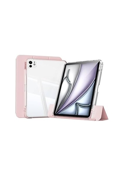 Ipad Pro Ile Uyumlu 13INÇ M4 2024 Kılıf Kalem Bölmeli Akrilik Şeffaf Ayrılabilir Cas