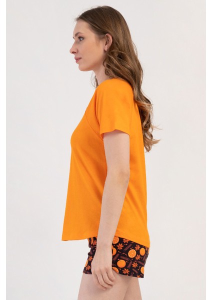 Pamuklu Kadın Kısa Kol Şortlu Pijama Takım , 408359