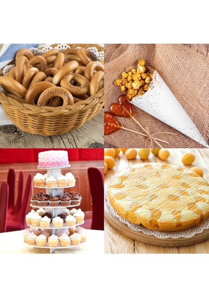 50 Adet Yuvarlak Dantel Kağıt Pasta Tabak Altlığı 26 cm Sunumluk