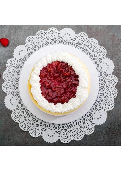 50 Adet Yuvarlak Dantel Kağıt Pasta Tabak Altlığı 26 cm Sunumluk