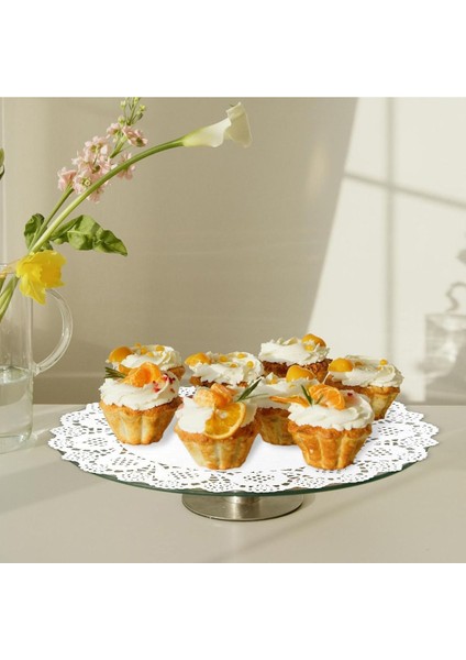 50 Adet Yuvarlak Dantel Kağıt Pasta Tabak Altlığı 26 cm Sunumluk