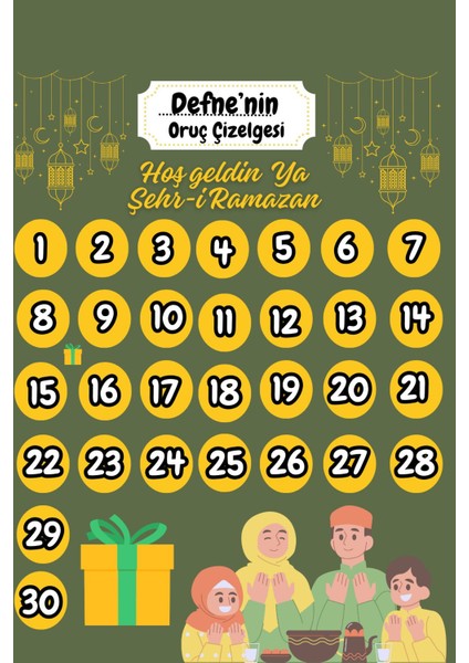 Ramazan Ayı Çocuk Oruç Takvimi Oruç Aktivie Çizelgesi Yıldız Etiketiyle Birlikte
