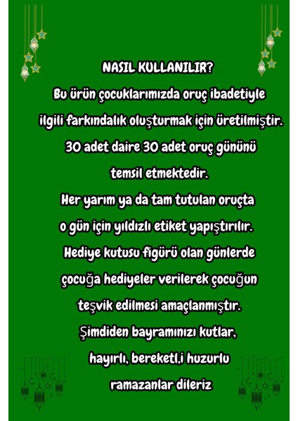 Ramazan Ayı Çocuk Oruç Takvimi Oruç Aktivie Çizelgesi Yıldız Etiketiyle Birlikte modelleri
