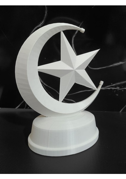Dekoratif Ay Yıldız Masa Süsü 3D Baskı Biblo 17X13,5 cm Islami Motif Dekoratif Heykel