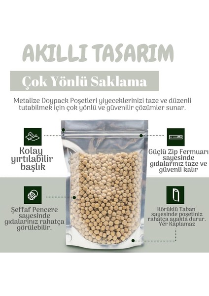 500 Adet 11X18 Toptan Gıda Uyumlu Kilitli Şeffaf Metalize Doypack Poşet Çok Amaçlı