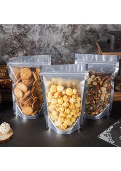 500 Adet 11X18 Toptan Gıda Uyumlu Kilitli Şeffaf Metalize Doypack Poşet Çok Amaçlı