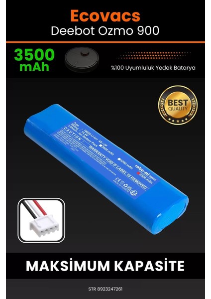 Ecovacs Deebot Ozmo 900 3500MAH Robot Süpürge Bataryası - Koruma Katmanlı Batarya Teknolojisi