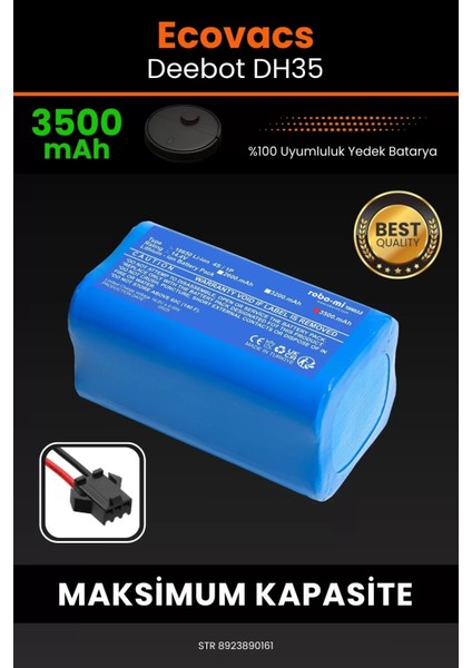 Ecovacs Deebot DH35 3500MAH Robot Süpürge Bataryası - Yüksek Yoğunluklu Li-Ion Hücre