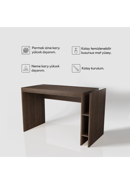 Dimi Çalışma Masası | 122 x 60 cm - 2 Raflı Ceviz Renkli
