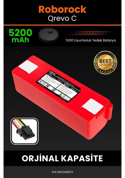 Roborock Qrevo C 5200MAH Robot Süpürge Bataryası - Yüksek Yoğunluklu Li-Ion Hücre