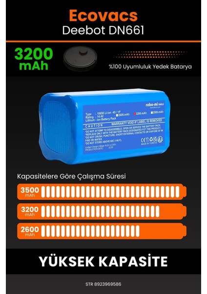 Ecovacs Deebot DN661 3200MAH Robot Süpürge Bataryası - Koruma Katmanlı Batarya Teknolojisi fırsatları